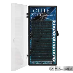 A package of individual Iolite Lashes Pro Silk Eyelashes D Curl 0.15mm.